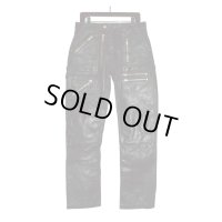 el conductorH /x blackmeans DISTRESSED LEATHER ZIP TROUSERS