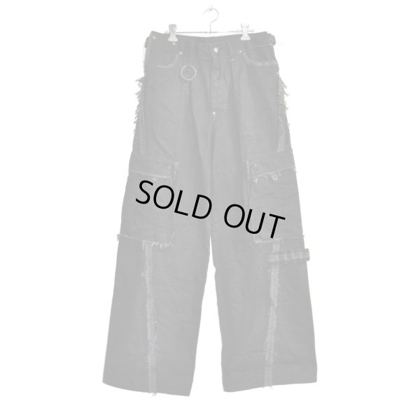 画像1: MINUS / Slash Seam Twist Cargo Jeans (NOIR)