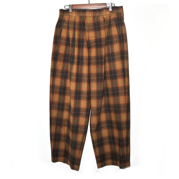 画像1: el conductorH / Flannel Check Cowboy Wide Trousers