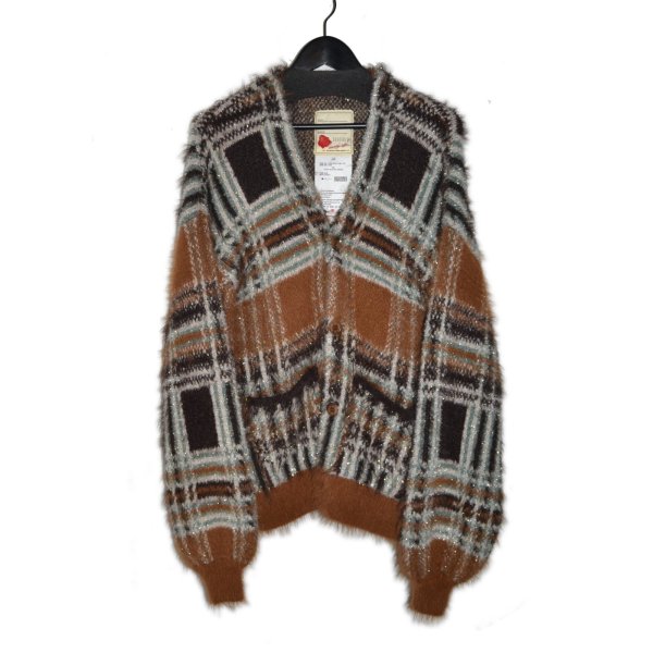 画像1: SEVESKIG / Lustre Check Knit Cardigan