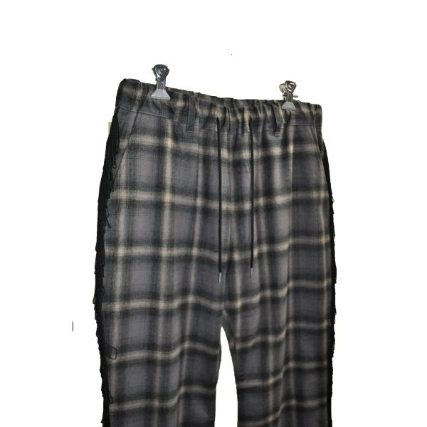 画像2: A PUZZLING HOME / Ombre Check Fringe Pants 