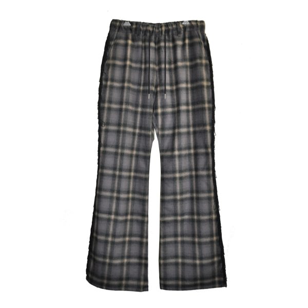 画像1: A PUZZLING HOME / Ombre Check Fringe Pants 