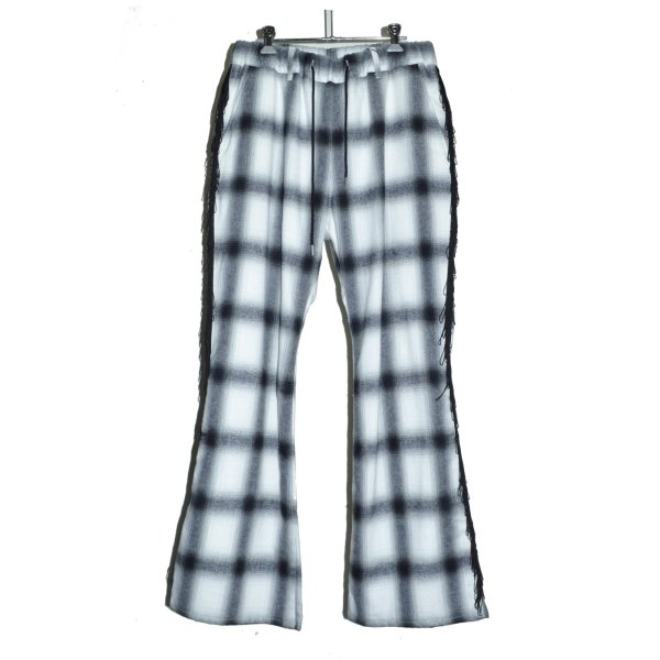画像1: A PUZZLING HOME / Ombre Check Fringe Pants 