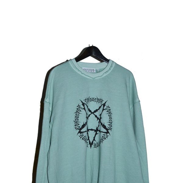 画像2: el conductorH / Pigment Dye Cotton Crewneck Sweater "Pentagram" (2)