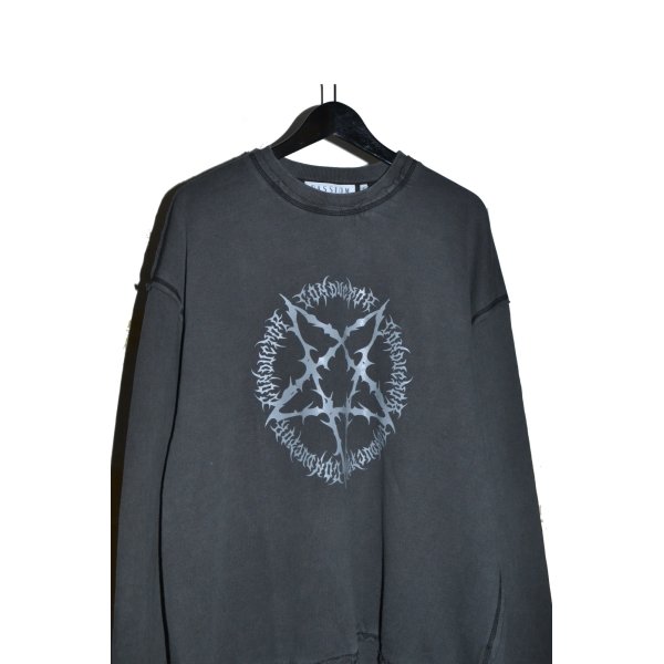 画像2: el conductorH / Pigment Dye Cotton Crewneck Sweater "Pentagram" (2)