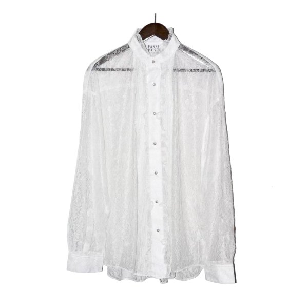 画像1: el conductorH / Flower Lace Frill Shirt (1)