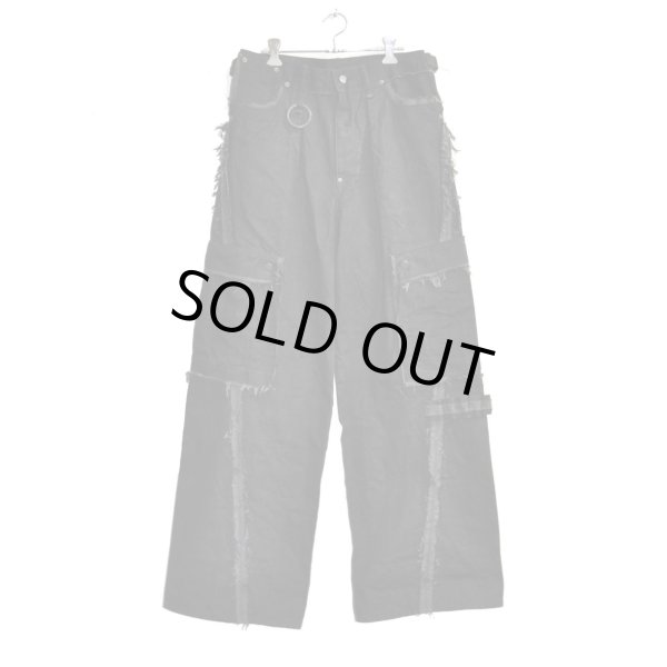 画像1: MINUS / Slash Seam Twist Cargo Jeans (NOIR) (1)
